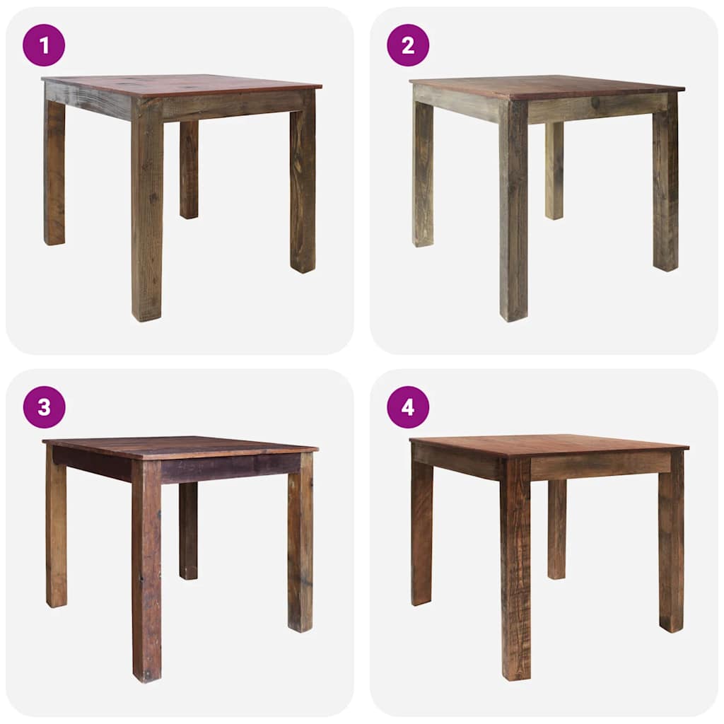 Eettafel 82X80X76 Cm Gemengd Gerecycled Hout Zwart