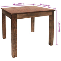 Eettafel 82X80X76 Cm Gemengd Gerecycled Hout Zwart