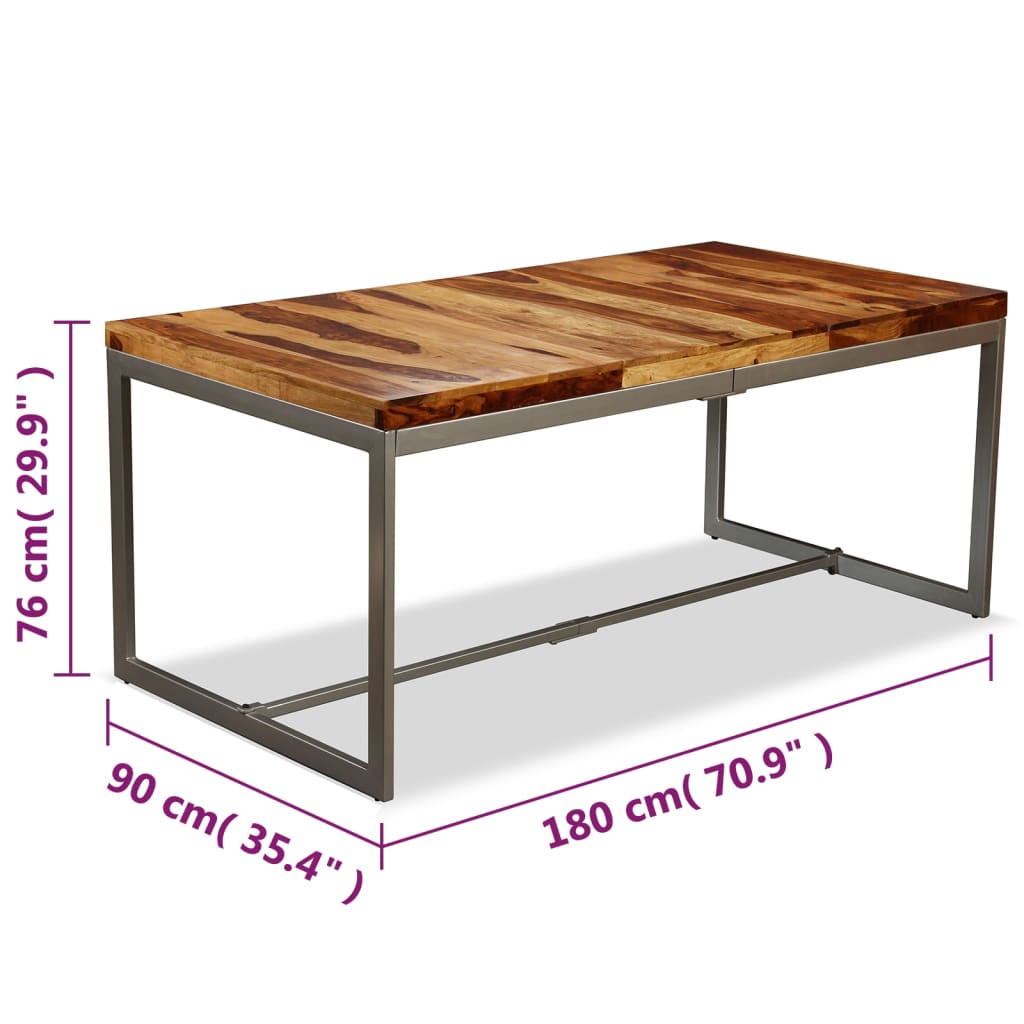 Eettafel 180 Cm Massief Acaciahout En Staal