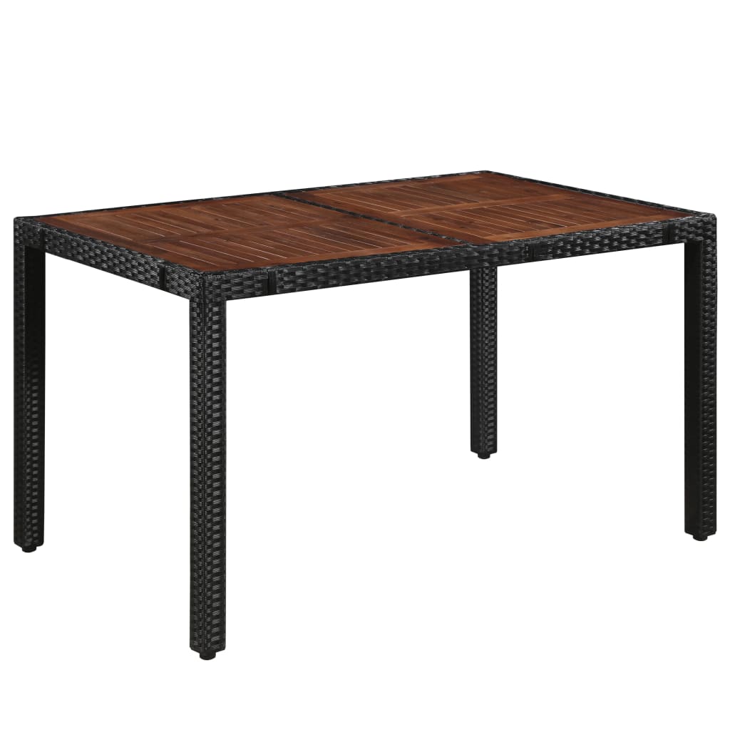 7-Delige Tuinset Poly Rattan En Acaciahout Zwart