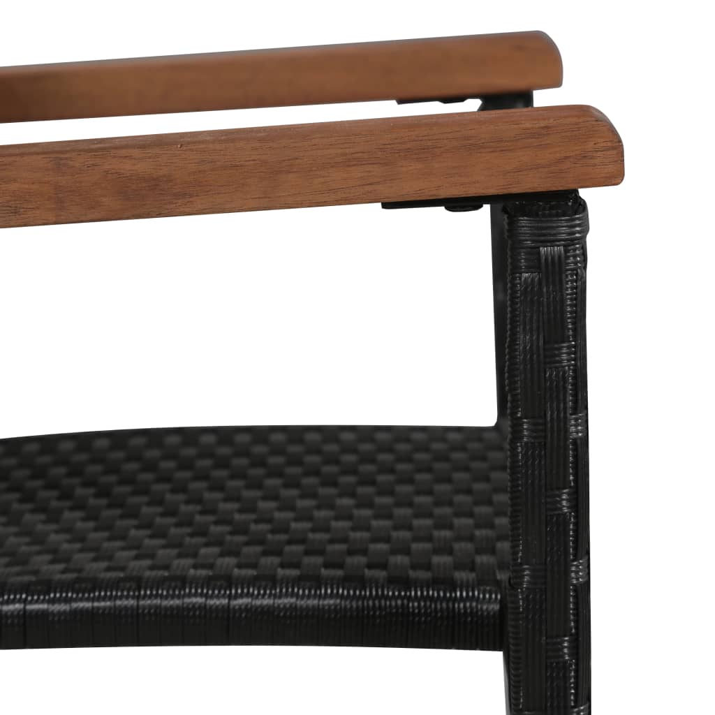 7-Delige Tuinset Poly Rattan En Acaciahout Zwart