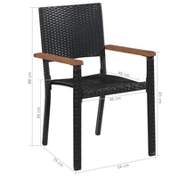 7-Delige Tuinset Poly Rattan En Acaciahout Zwart
