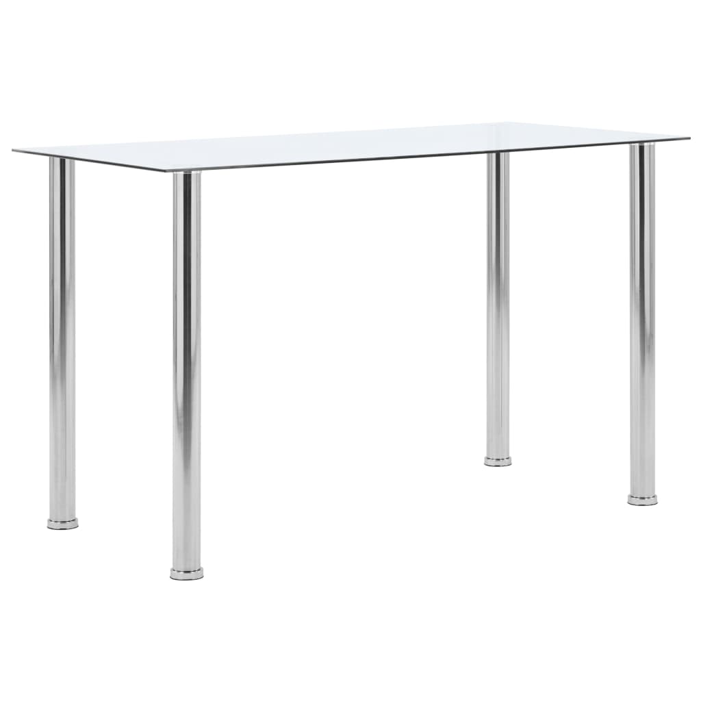 Eettafel 120X60X75 Cm Gehard Glas Transparant Lichtgrijs