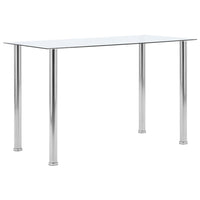 Eettafel 120X60X75 Cm Gehard Glas Transparant Lichtgrijs