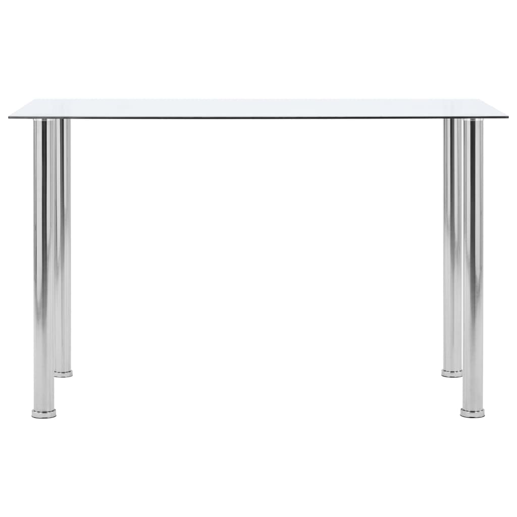 Eettafel 120X60X75 Cm Gehard Glas Transparant Lichtgrijs