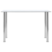 Eettafel 120X60X75 Cm Gehard Glas Transparant Lichtgrijs