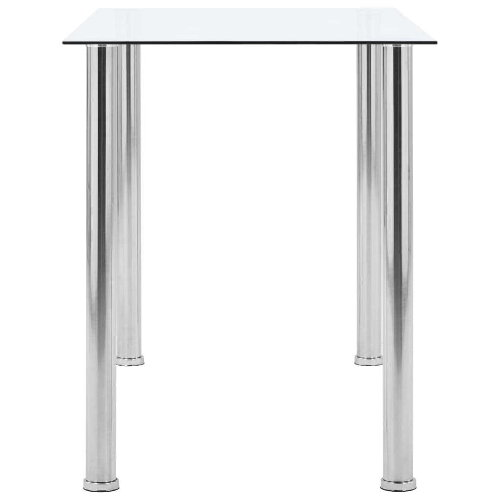 Eettafel 120X60X75 Cm Gehard Glas Transparant Lichtgrijs
