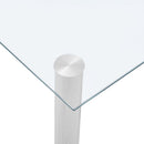 Eettafel 120X60X75 Cm Gehard Glas Transparant Lichtgrijs