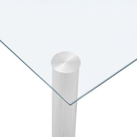 Eettafel 120X60X75 Cm Gehard Glas Transparant Lichtgrijs