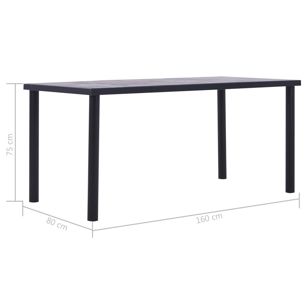 Eettafel Mdf Zwart En Betongrijs