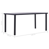 Eettafel Mdf Zwart En Betongrijs
