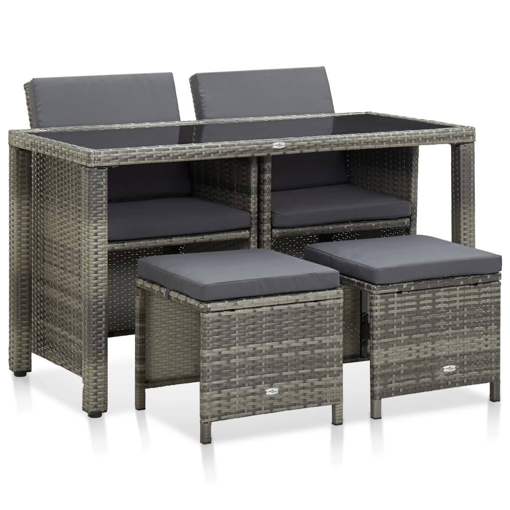 5-Delige Tuinset Met Kussens Poly Rattan