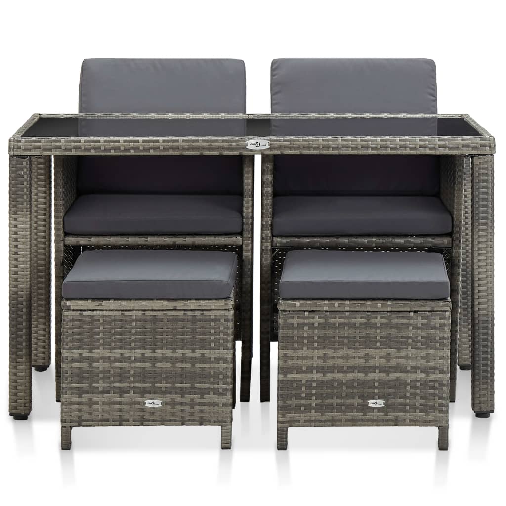 5-Delige Tuinset Met Kussens Poly Rattan