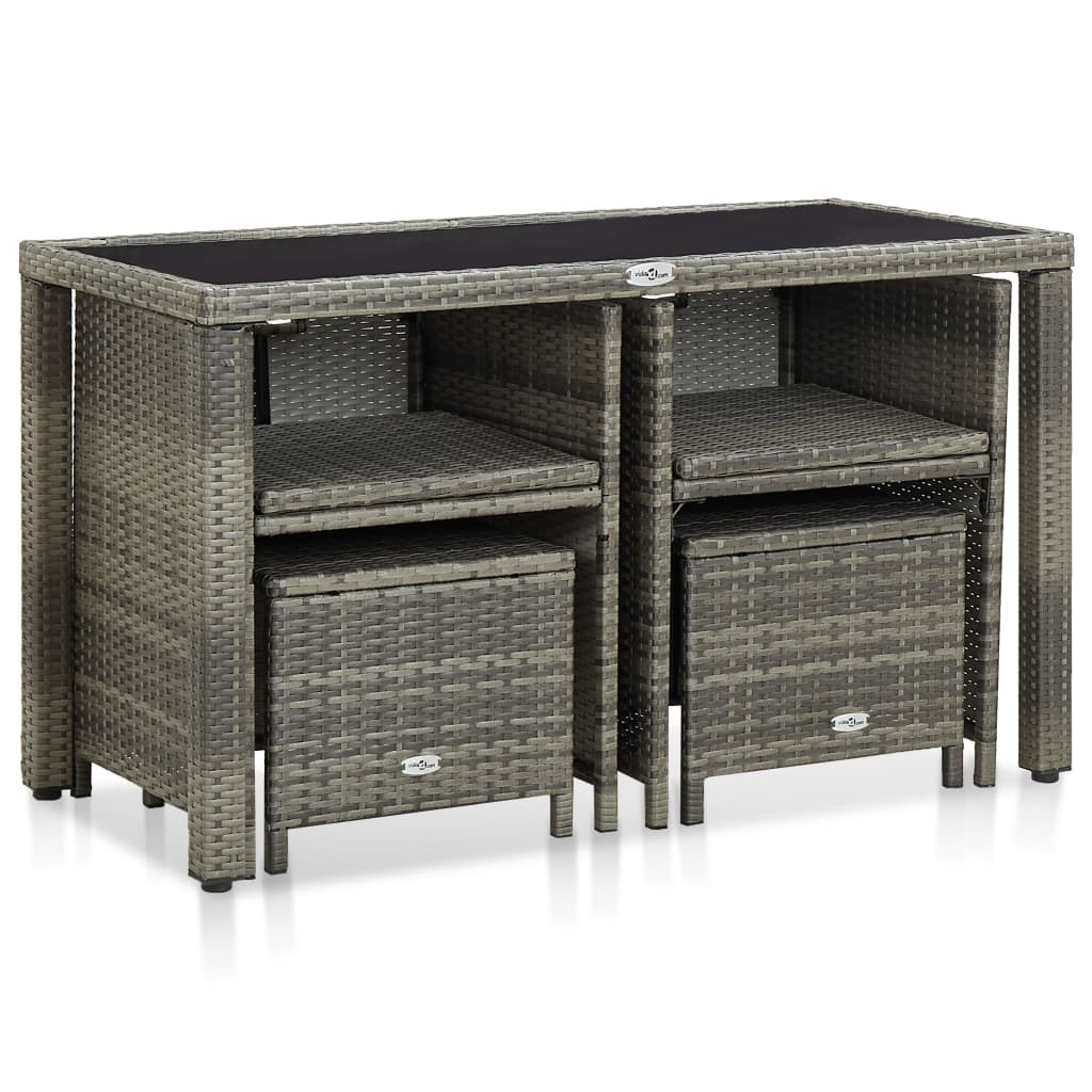 5-Delige Tuinset Met Kussens Poly Rattan