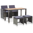 5-Delige Tuinset Poly Rattan En Acaciahout Antraciet