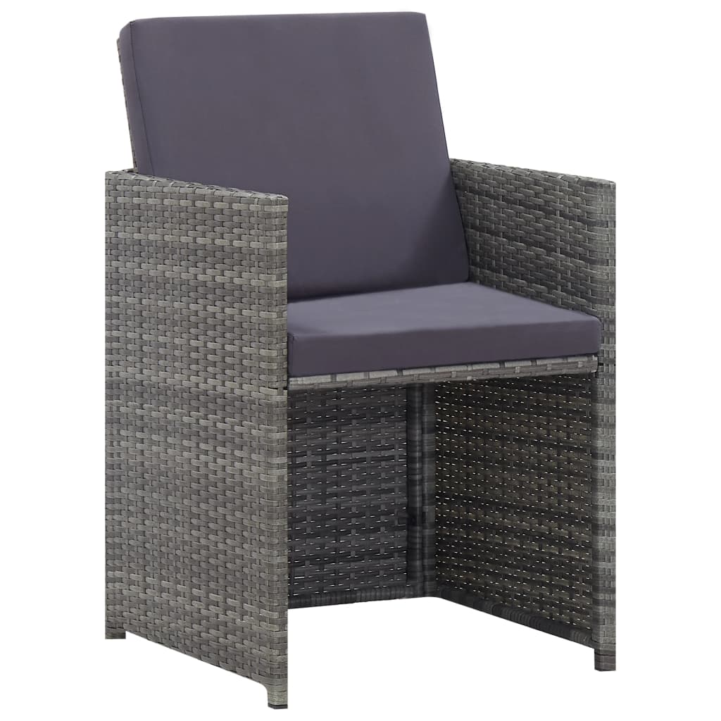 5-Delige Tuinset Poly Rattan En Acaciahout Antraciet