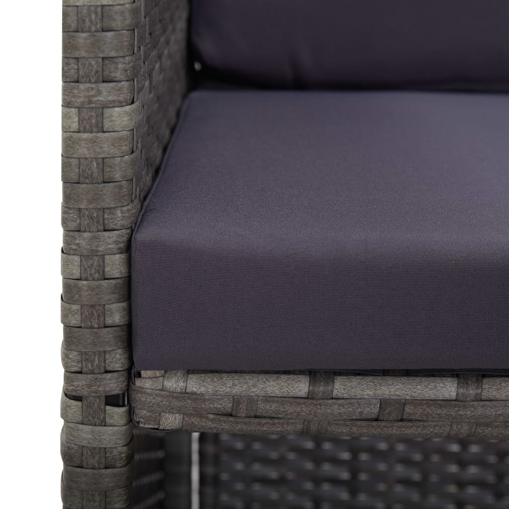 5-Delige Tuinset Poly Rattan En Acaciahout Antraciet