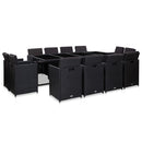 13-Delige Tuinset Met Kussens Poly Rattan Zwart