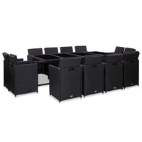 13-Delige Tuinset Met Kussens Poly Rattan Zwart