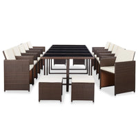 15-Delige Tuinset Met Kussens Poly Rattan