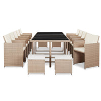 15-Delige Tuinset Met Kussens Poly Rattan