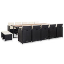 15-Delige Tuinset Met Kussens Poly Rattan