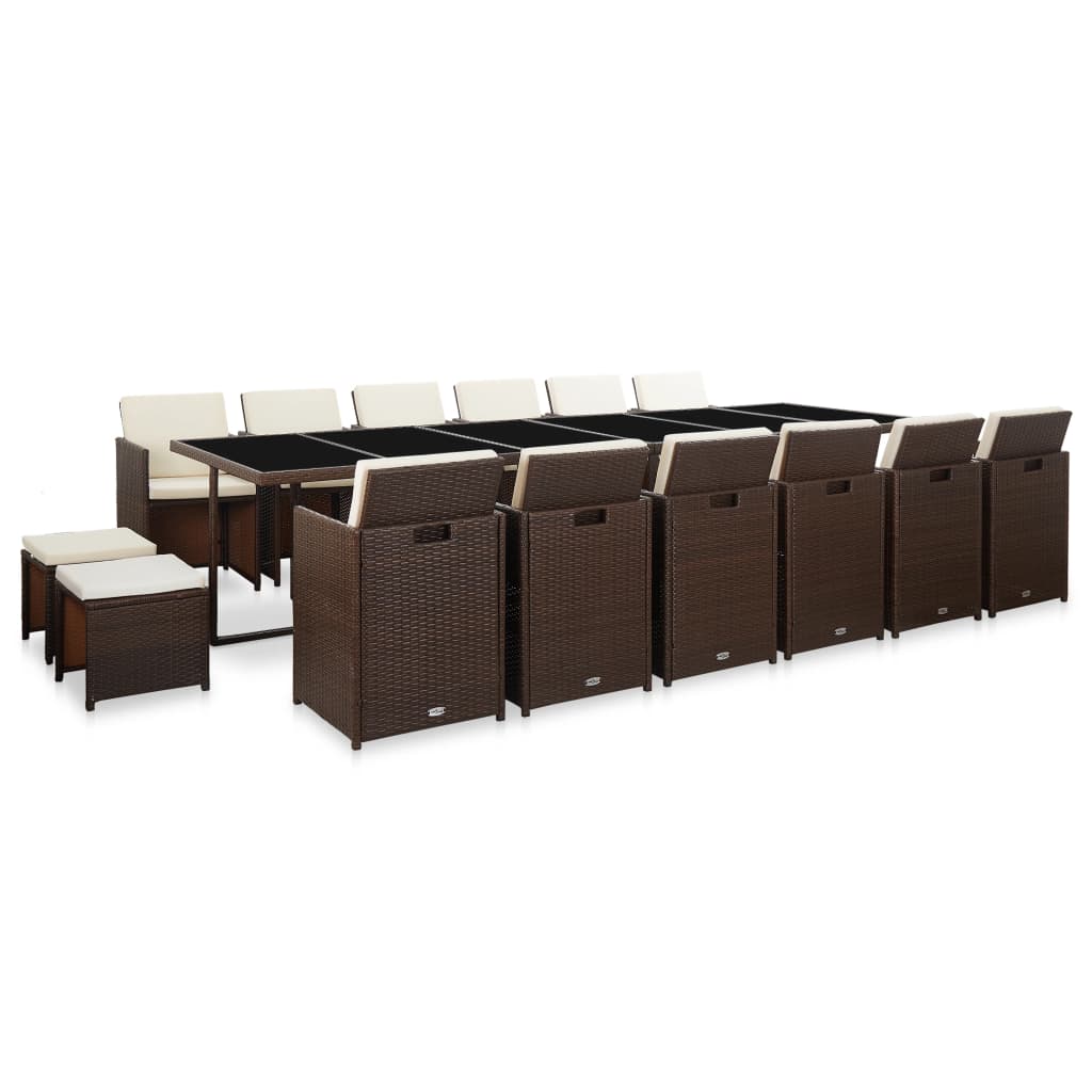19-Delige Tuinset Met Kussens Poly Rattan