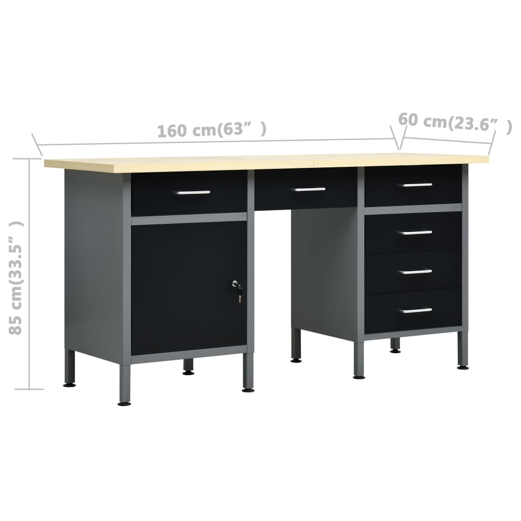 Werkbank Met Vier Wandpanelen En Twee Kasten
