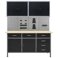 Werkbank Met Vier Wandpanelen En Twee Kasten