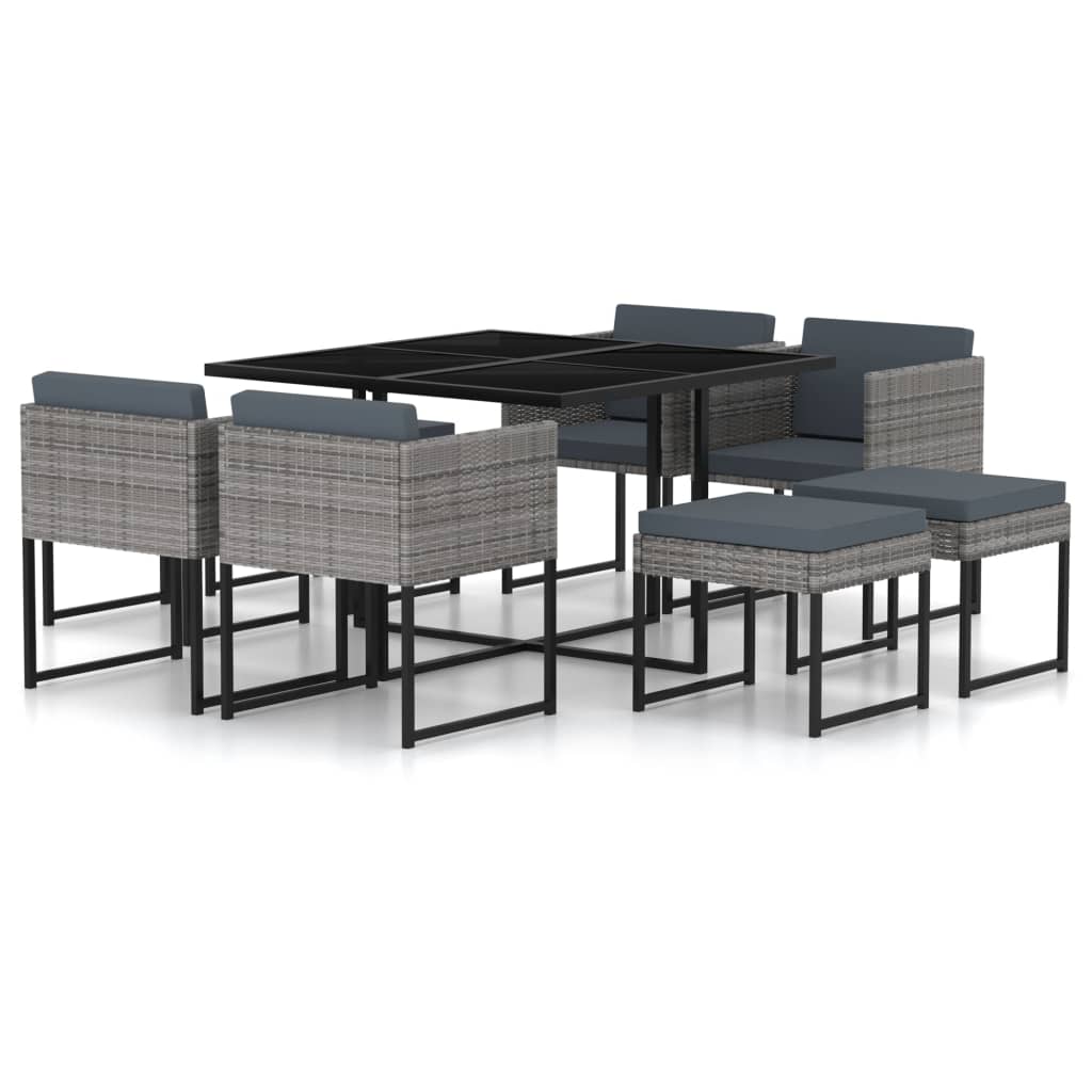 13-Delige Tuinset Met Kussens Poly Rattan