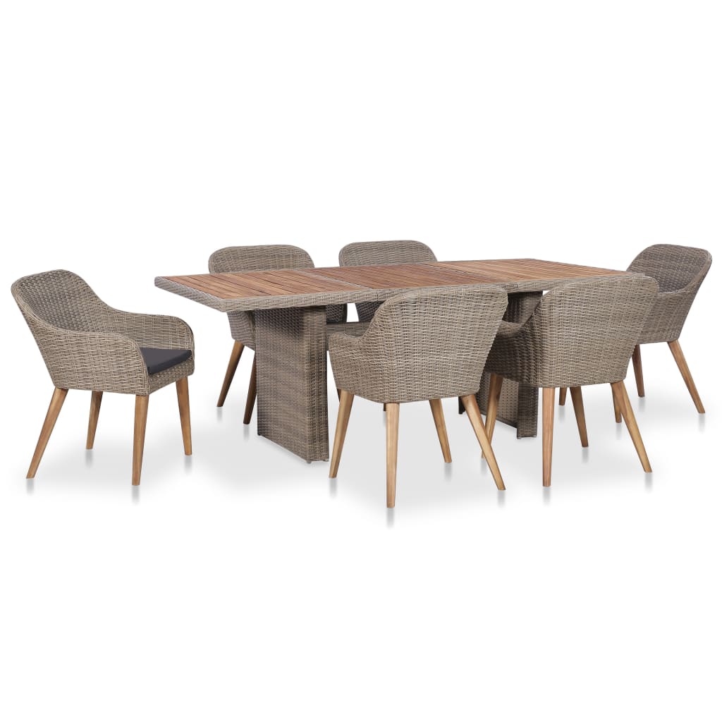 7-Delige Tuinset Met Kussens Poly Rattan
