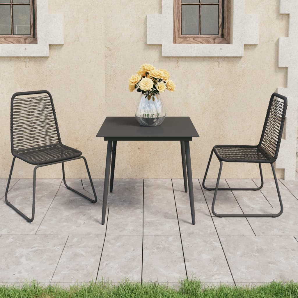 5-Delige Tuinset Pvc-Rattan Zwart