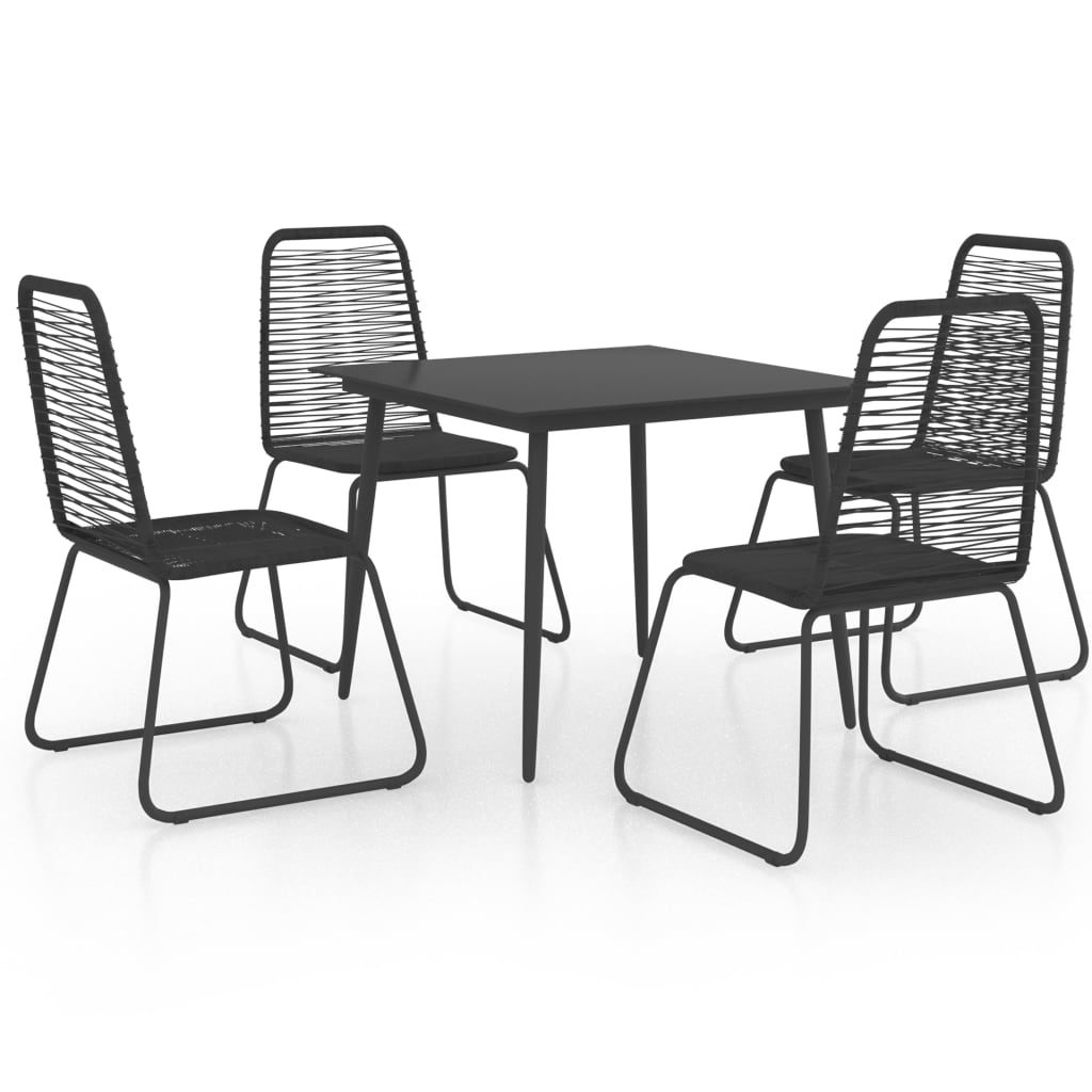 5-Delige Tuinset Pvc-Rattan Zwart