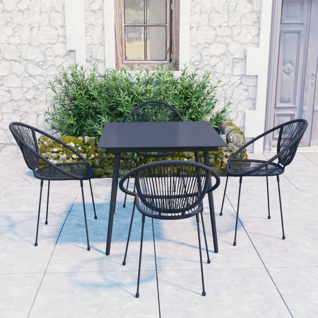 3-Delige Tuinset Pvc-Rattan Zwart