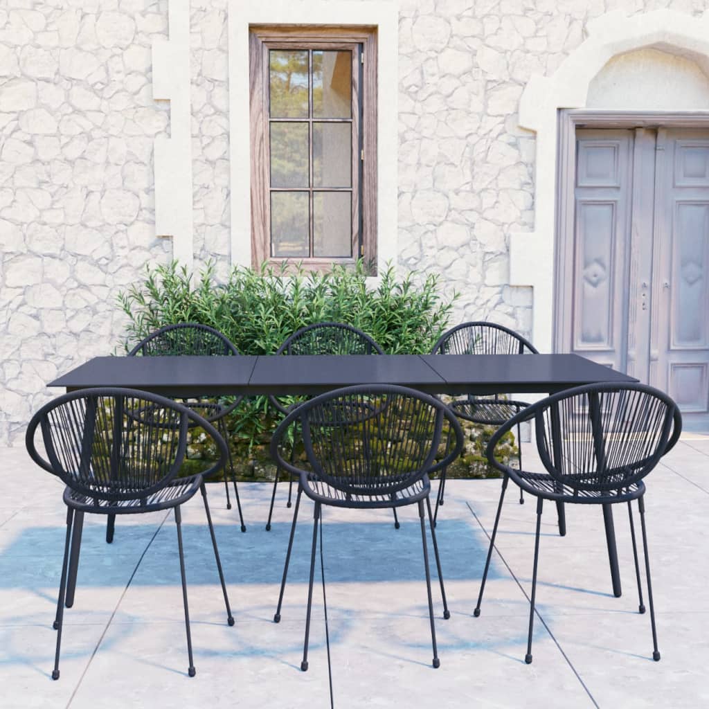 3-Delige Tuinset Pvc-Rattan Zwart