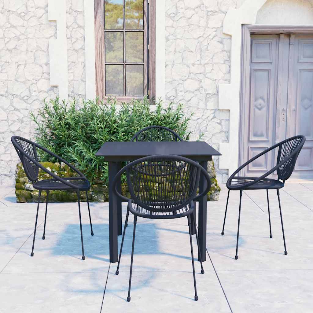 3-Delige Tuinset Pvc-Rattan Zwart