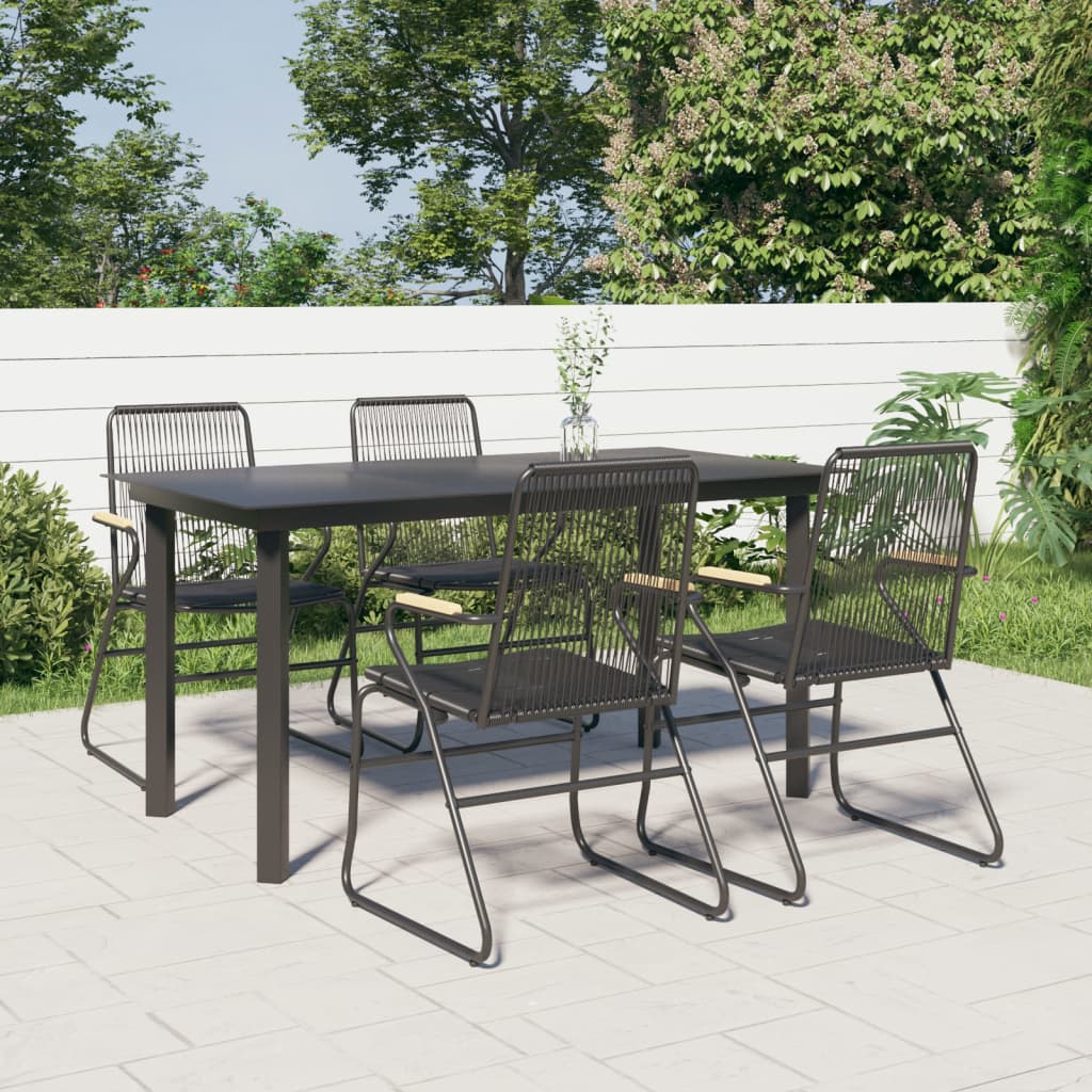7-Delige Tuinset Pvc-Rattan Zwart