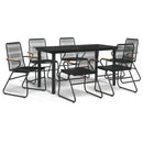 7-Delige Tuinset Pvc-Rattan Zwart