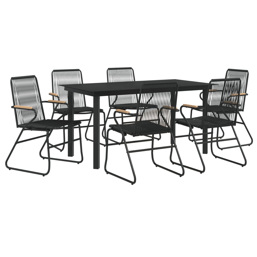 7-Delige Tuinset Pvc-Rattan Zwart