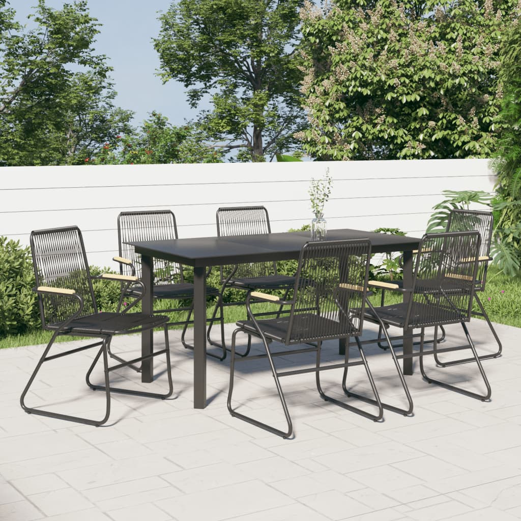 7-Delige Tuinset Pvc-Rattan Zwart