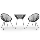 3-Delige Tuinset Pvc-Rattan Zwart