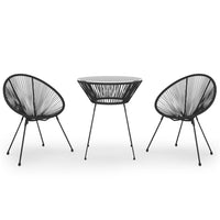 3-Delige Tuinset Pvc-Rattan Zwart