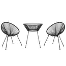 3-Delige Tuinset Pvc-Rattan Zwart