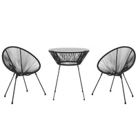3-Delige Tuinset Pvc-Rattan Zwart