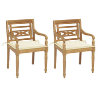 Stoelen Batavia 2 St Met Crèmekleurige Kussens Massief Teakhout