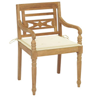 Stoelen Batavia 2 St Met Crèmekleurige Kussens Massief Teakhout