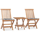 3-Delige Tuinset Inklapbaar Met Kussen Massief Teakhout