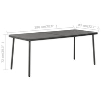 7-Delige Tuinset Staal Donkergrijs