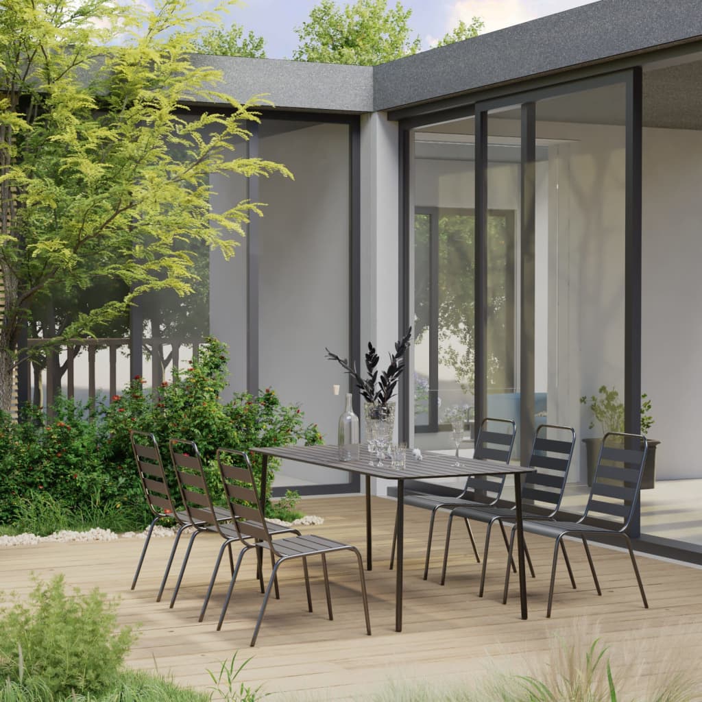 7-Delige Tuinset Staal Donkergrijs