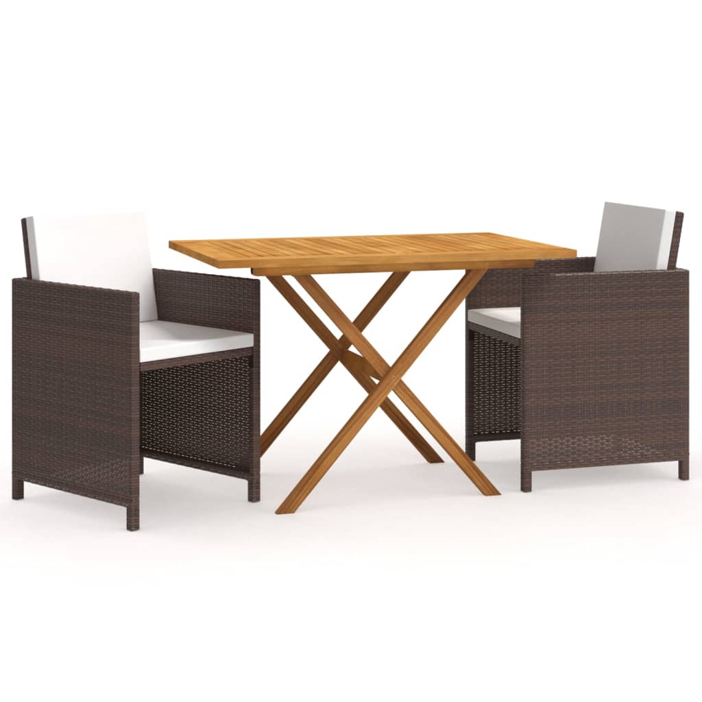 3-Delige Tuinset Met Kussens Poly Rattan